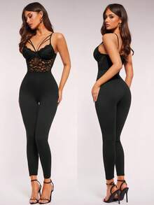 Radiana Women's Sexy Elegant Unique Black Lace Bodysuit, Suitable For Dates, Gatherings, Parties, Clubs, And Daily Outings - Black - View 5