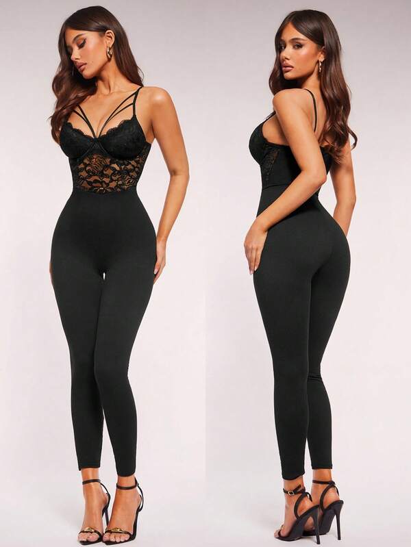 Radiana Women's Sexy Elegant Unique Black Lace Bodysuit, Suitable For Dates, Gatherings, Parties, Clubs, And Daily Outings