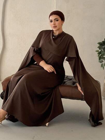 Dazy Plus Vestido largo ajustado y elegante con chal desmontable para mujer de talla grande, adecuado para fiestas, primavera/verano