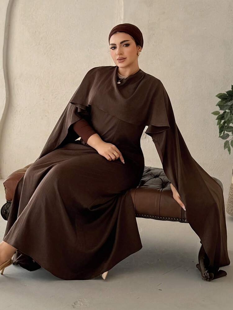 Dazy Plus Plus Size Women Elegant Bodycon Long Dress With Detachable Shawl, Suitable For Party, Spring/Summer Maxi Dress Sundress