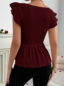 Firerie 女士宽松领口短袖收腰娃娃衫，适合度假和约会穿着 - 紫紅色 - 查看 6