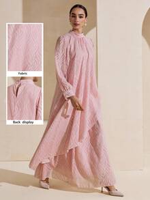 Graceveil Casual Cutout Loose Women Arabic Style Outfit, Pink - Pink - View 1