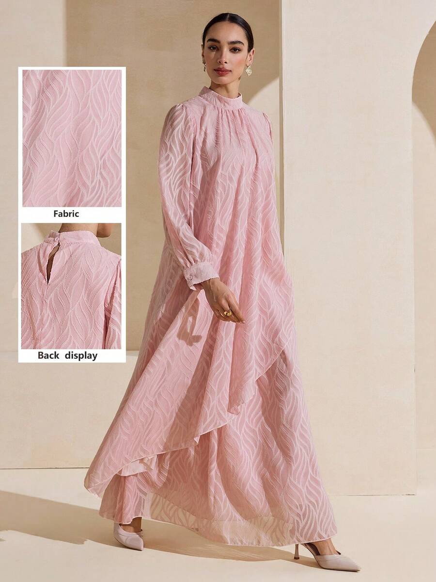 Graceveil Casual Cutout Loose Women Arabic Style Outfit, Pink - Pink - View 1