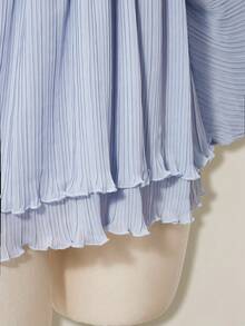 SHEIN ICON 女士优雅纯色蝙蝠袖迷你连衣裙 - 淺藍色 - 查看 7