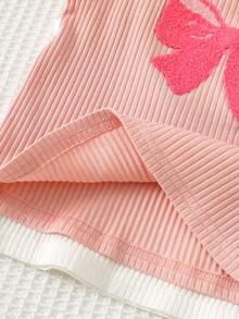 Cozy Pixies 2pcs/Set Baby Girl Bow Pattern Knit Soft Baby Bow Tank Tops Sets Spring Clothes - Multicolor - View 6