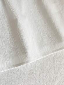 女婴舒适休闲褶皱面料经典蝴蝶结装饰黑色蕾丝边可爱彼得潘领连衣裙 - 白色 - 查看 7