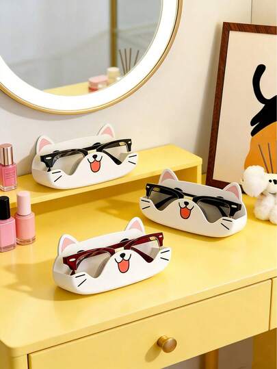 Joivida Cute Dog & Cat Glasses Storage Box Drill-Free Wall-Mounted Eyeglass Holder Anti-Pressure Bedside Fashion Glasses Display Rack