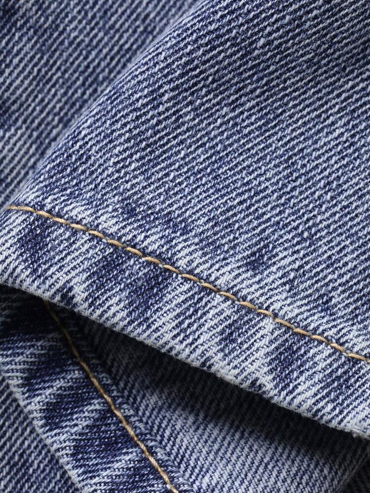 Men's Solid Blue Washed Vintage Style Jeans, Spring