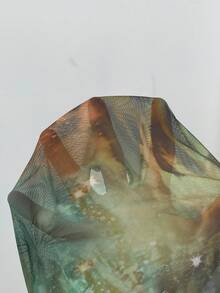 Aloruh Áo croptop gợi cảm phong cách Y2K với cổ khoét sâu đính hạt, trang trí kim loại, họa tiết da báo, chất liệu vải lưới, màu xanh lá cây, thích hợp cho các bữa tiệc, lễ hội âm nhạc, Ngày Thánh Patrick. - màu xanh lá - Xem 9