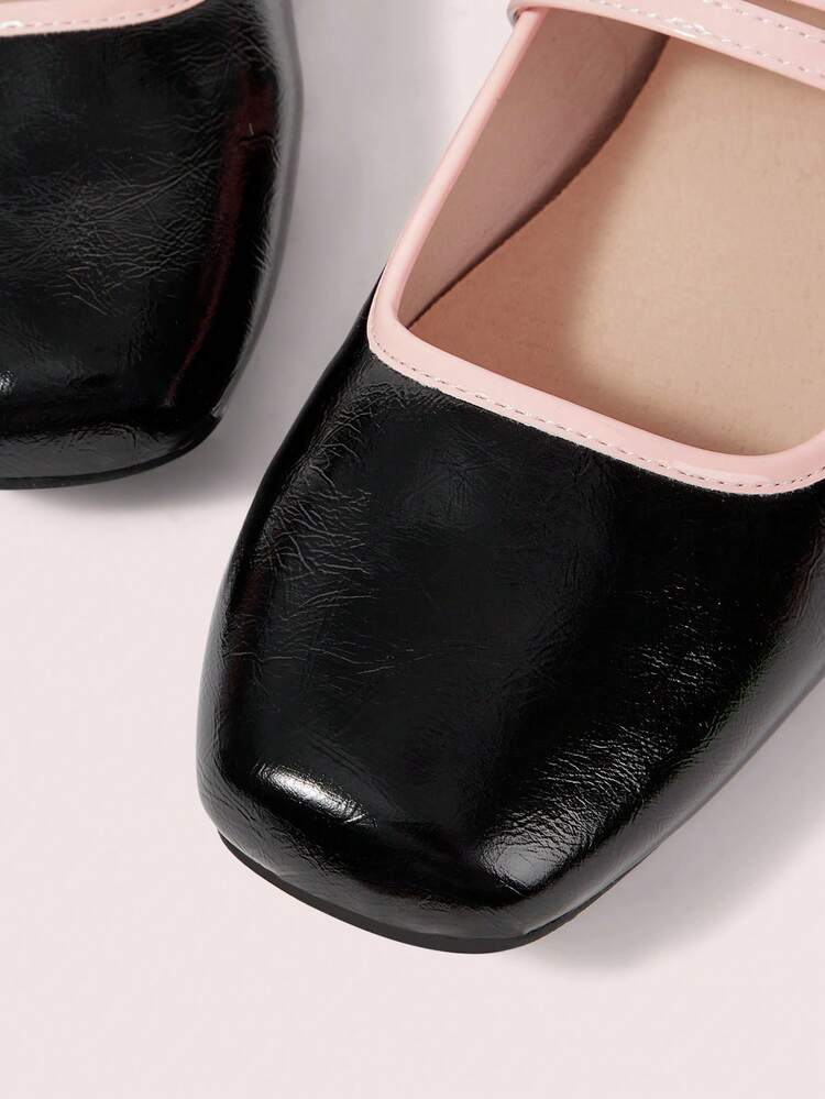 CUCCOO DOLLMOD Women's Red Plaid Mary Jane Shoes Flat Heel Square Toe Campus Style Japanese Cute Low Heel Shoes Spring Shoes Spring Break Easter For Christmas Valentine's Day - Black and pink - View 8