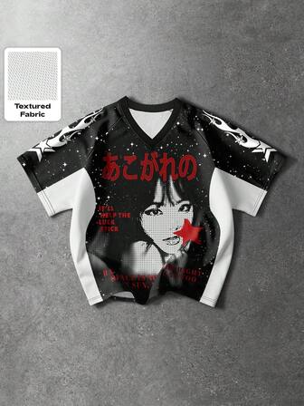 Street Life Maglietta casual da uomo a maniche corte con scollo a V, stampa con slogan e figure