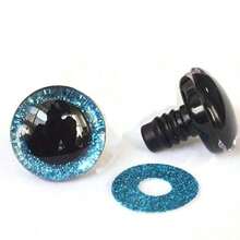 20颗闪亮眼睛，黑色塑料娃娃眼睛，尺寸12/14/16/18/20/25/30毫米，3D闪光眼睛带环，适用于钩针编织、阿米格鲁米娃娃、塑料钩针眼睛、泰迪熊DIY配件 - 彩色 - 查看 5