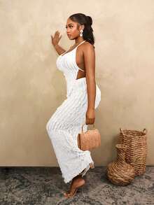 BamGleam 女士性感纯色露背吊带上衣和半身裙两件套，夏季，夏季服装，夏季上衣，夏季服装，女士夏季服装，夏季度假服装，女士夏季服装，沙滩裙，沙滩半身裙，女士沙滩服装，女士度假服装，女士度假服装，夏季度假服装，度假，假日，女士度假服装 - 白色 - 查看 3