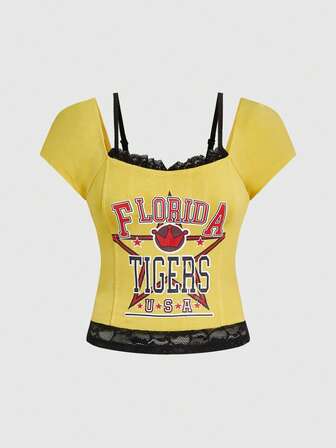 ROMWE Avant Y2K Retro Sexy Off-Shoulder Crop Top für Frauen