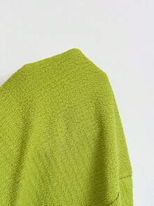 Soleia Women's Fluorescent Green Metallic Bow Decor Fashionable New Short Sleeve Top - Green - View 7