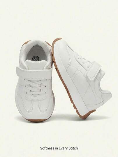 Cozy Pixies All Seasons Fashion Versatile Fun Cute Pure White Contrasting Colors Boys Pastoral Soft Bottom Flat Bottom Baby Sports Shoes College Style Outdoor