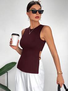 Siren Gaze Áo tank top nữ dáng ôm, hở lưng, màu trơn, thích hợp mặc mùa hè. - Màu Tím - Xem 4