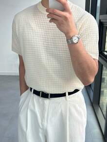 DAZY Men's Casual Solid Beige Commuter T-Shirt, Summer - Beige - View 7