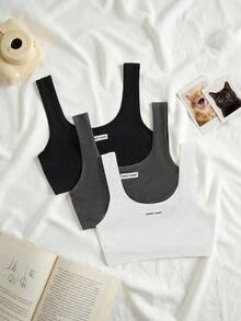 Lowkey Lull 5pcs Pack Simple Solid Color Seamless Tube Top Sports Bra - Multicolor - View 1