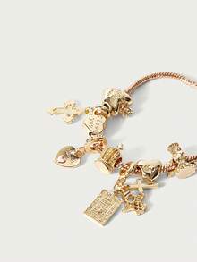 Glisma 1 件 Y2K 串饰手链、1 件十字架串饰手链、复古街头时尚手链、1 件十字架和心形串饰手链、夜光手链 - 金色 - 查看 3