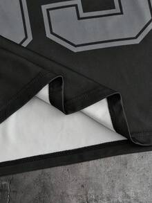 AXEPEAK 男士休闲数字印花圆领短袖T恤短裤套装，夏季 - 黑色 - 查看 7