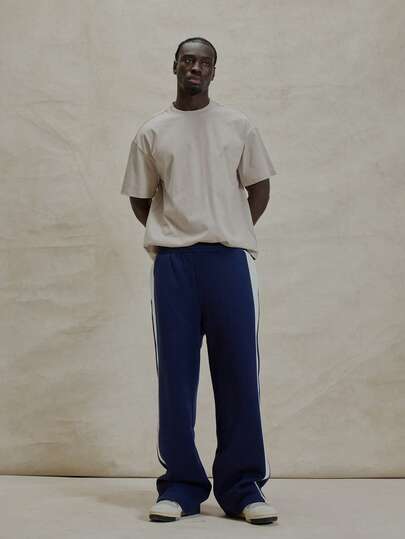 Musero Loose Fitting Contrast Panel Stripe Elasticated Drawstring Waistband Jersey Trouser Tracksuit Bottoms Spring Summer Essentials