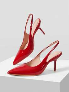 Mnmlis حذاء كعب نسائية - الأحمر - مشاهدة 7