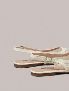 Styleloop Women Shoes Holiday Style Mesh Fabric Cross Strap Women's Flat Bottom Shoes Holiday Style Wear BOHO Wear American Retro Style Bohemian Style Western Style Music Festival Wear Party Wear Flat Bottom Women's Shoes - Apricot - View 5