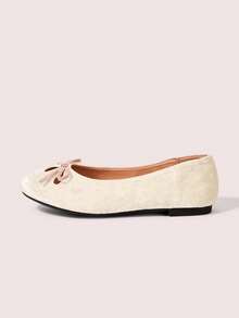 CUCCOO DOLLMOD French Round Toe Soft Sole Hollow Ballet Shoes Women's Fashion Women Wear Comfortable Soft Sole Low Vamp Temperament Velvet Versatile Flat Sole Shoe Valentine's Day - Apricot - View 7