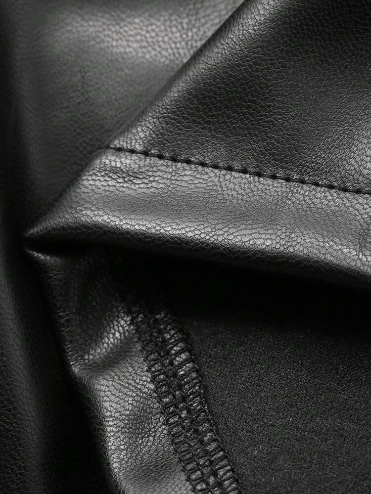 Dazy Plus Plus Size Women Solid Color PU Leather Pocket Bodycon Skirt