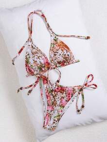 Swim SXY 夏季性感吊带泳衣印花沙滩套装比基尼 - 彩色 - 查看 4