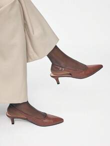 Mnmlis Women's Pointed Toe Buckle Design Everyday Versatile Fashion High Heels - Brown - View 10