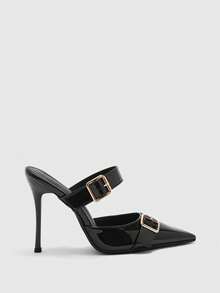 CUCCOO BIZCHIC Women's Pointed Toe Buckle Design Everyday Versatile Fashion High Heels - Black - View 2