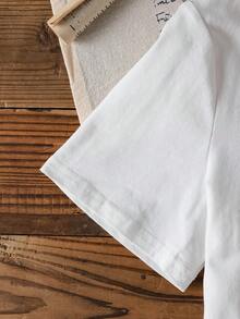 THE POWERPUFF GIRLS X SHEIN Tween Girl Letter & Bubbles Pattern Round Neck Short Sleeve T-Shirt - White - View 6