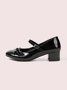 CUCCOO DOLLMOD Fashionable Bow Decor Women's High Heels, Lolita Style Princess Shoes, Cute Pink High Heels Valentine's Day - Black - View 7