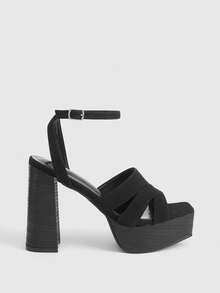 CUCCOO LuxiPop 女士经典简约时尚高跟凉鞋防水桌边设计夜店舞会性感服饰 - 黑色 - 查看 1