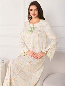 Yasmyna Women's Loose Floral Print Long Sleeve Dress, Sweet & Versatile - Yellow - View 5