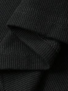 DAZY Women's Casual Plaid Patchwork Fitted T-Shirt, Spring/Autumn - Black - View 3