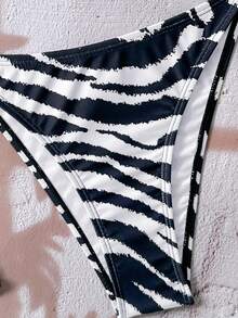 Swim Vcay Women's All-Over Print Halter Twist Front Bikini Set Zebra Print Bikini Animal Print Bathing Suit Tie Bikini Set Bathing Suit Sets Stripe Bikini - Multicolor - View 4