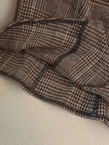 Elenzga 大码女式单排扣无袖马甲，优雅黑色收腰西装马甲，时尚百搭，适合工作、派对、休闲商务场合。棕色西装外套，格子印花，前襟纽扣，优雅长袖格子西装外套，宽松秋季女装，适合职场女性、商务女性、职业女性，适合办公室女性穿着。 - 彩色 - 查看 4