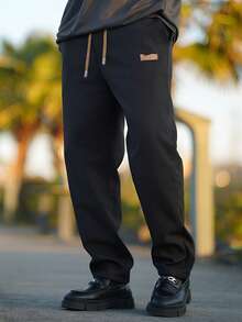 Heavens Edit 男士休闲加厚直筒裤，秋冬季时尚单品 - 黑色 - 查看 3