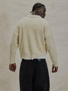 Musero Mohair Long Sleeve Button Through Polo Style Moahir Knit Jumper Branded Embroidery Detailing Spring Summer Essentials - Apricot - View 2