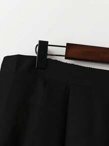 SHEIN CURVE+ 大码女式碎花优雅休闲浪漫A字裙 - 黑色 - 查看 3