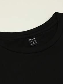 EMERY ROSE Women's Casual 80s Pattern T-Shirt - "80s" Letter Print, Short Sleeve, Round Neck, Summer Style, Four Seasons T-Shirt | Casual Style - Black - View 6