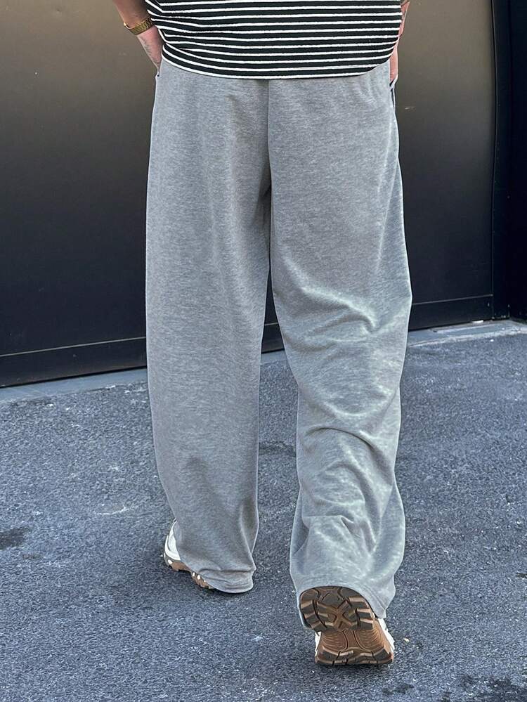 Men's Solid Light Grey Elastic Waist Sweatpants, Spring