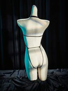 SpicyHot Macacão Sexy e Charmoso de Malha Transparente Preta de Alta Elasticidade Estilo Y2K para Mulheres - Preto - Visão 2