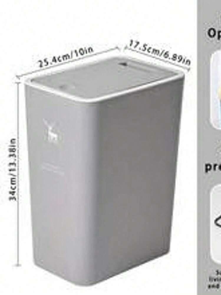 1 YOURSUN Rectangular Garbage Bin With Lid, Made Of Thick And Sturdy PP Material, Compact And Portable, Odorless And Wear-Resistant, Simple And Versatile Style, Available In 4 Different Colors, Smooth And Easy To Clean Surface, Practical Garbage Storage - Multicolor - View 10