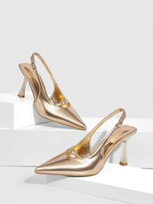 CUCCOO SZL Women's High Heel Pumps, Office/Commute High Heel Pumps, Fashionable High Heel Pumps - Champagne - View 5