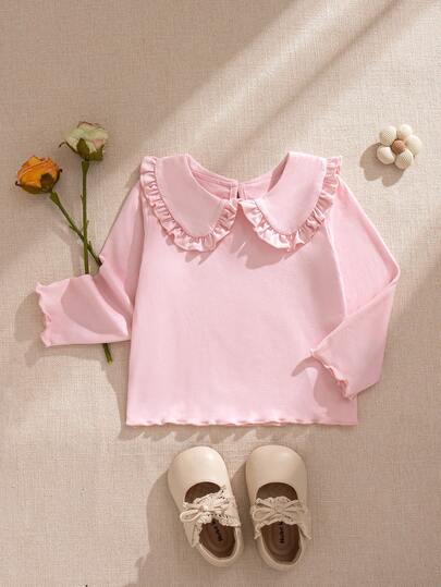 Souflis Souflis Elegancka bluzka dla dziewczynek w stylu francuskim z długim rękawem i falbaniastym kołnierzykiem, idealna na wakacje, podróż, prezent urodzinowy, imprezę, wiosnę/jesień