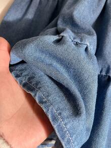 Young Girl' Blue Denim Patchwork Layered A-Line Casual Dress - Blue - View 5